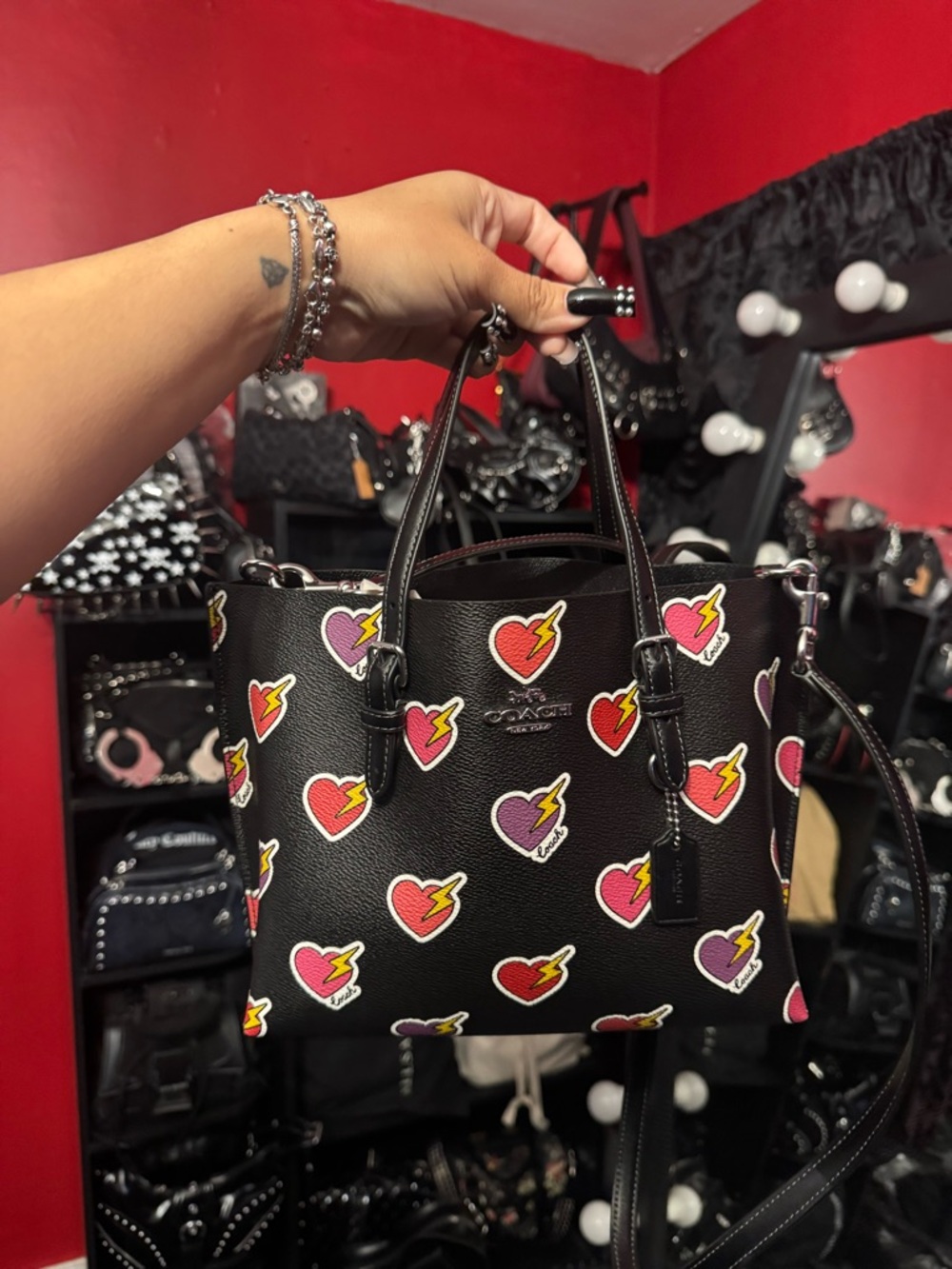 Coach Black heartstruck Leather Tote bag